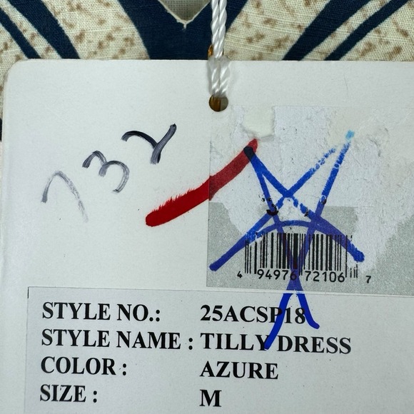 Anna Cate Tilly Dress In Azure NWT Sz M Sleeveless Geometric Cotton Mini - Picture 5 of 8